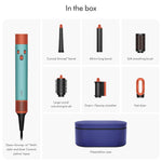 Load image into Gallery viewer, Dyson Airwrap i.d.™ Multi-styler (Ceramic Platina & Topaz) | Dyson's First Connected Multistyler| Intelligent Styler| Personalize Curl Sequence| 6 in 1 | Dry|Curl|Shape|Smooth|Hide Flyaways| No Heat Damage| 7 Styling Settings|3 Speed & 3 Heat Settings|Col