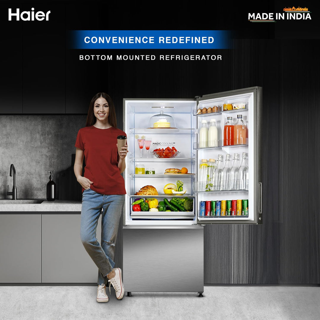 445 L 2 Star Frost Free Double Door Bottom Mount Refrigerator Appliance (2023 Model, HRB-4952BIS-P, Inox Steel,Convertible)
