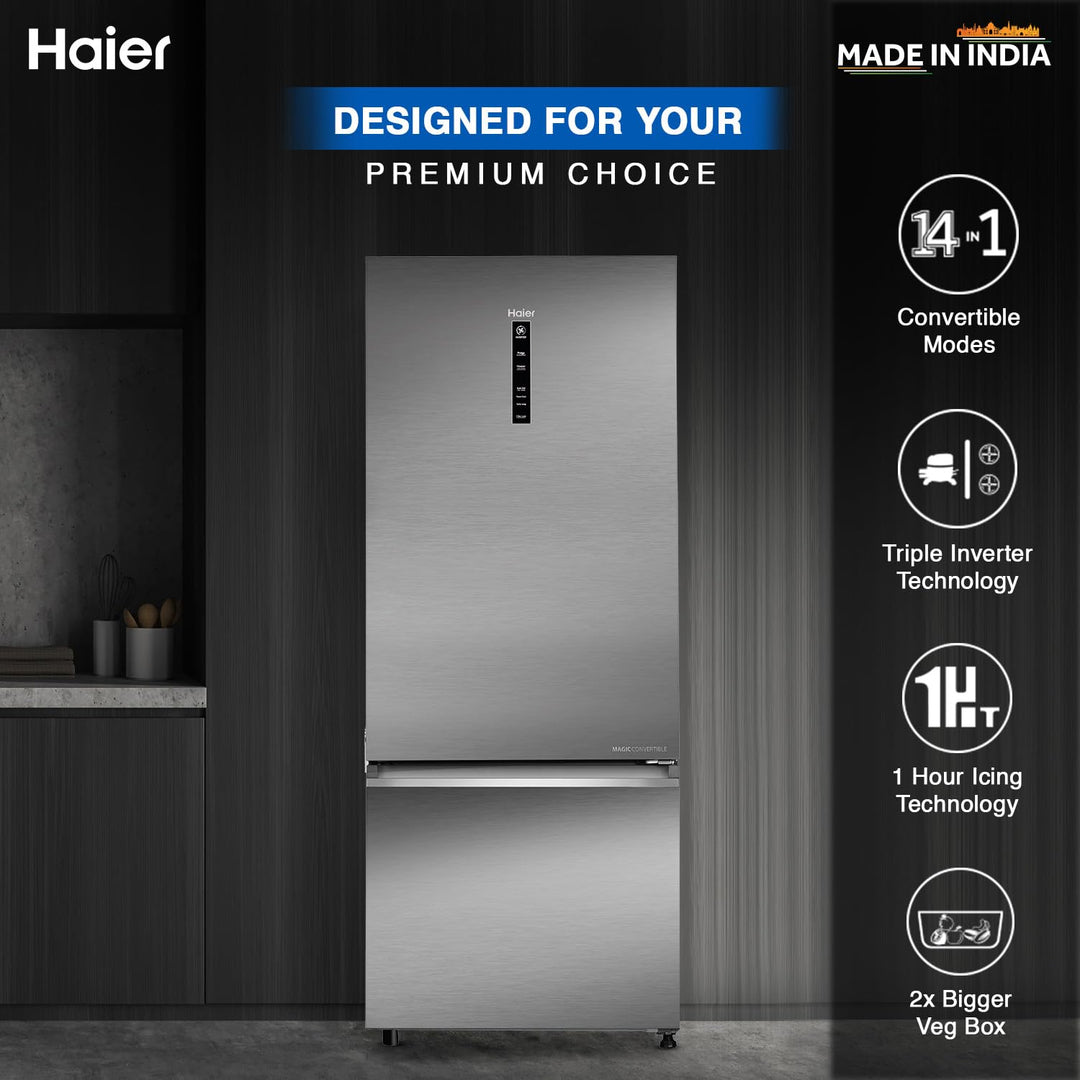 445 L 2 Star Frost Free Double Door Bottom Mount Refrigerator Appliance (2023 Model, HRB-4952BIS-P, Inox Steel,Convertible)