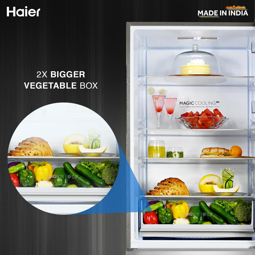 445 L 2 Star Frost Free Double Door Bottom Mount Refrigerator Appliance (2023 Model, HRB-4952BIS-P, Inox Steel,Convertible)
