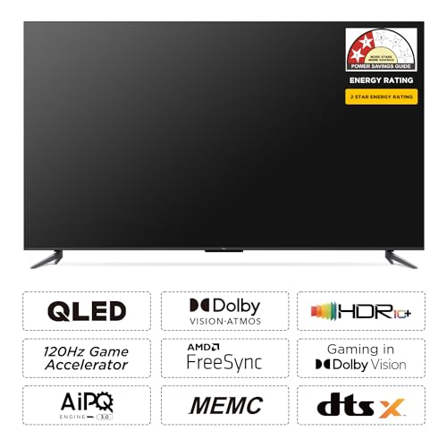 TCL 139 cm (55 inches) 4K Ultra HD Smart QLED Google TV 55T6G (Black)