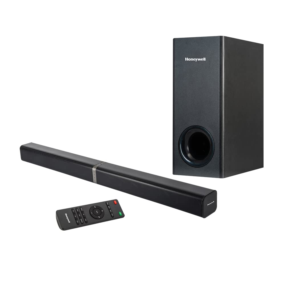 100W RMS Wireless Bluetooth V5.0 Soundbar with Wireless Subwoofer with remote, 2.1 Channel Sound, 55mm*4 Drivers, 6 Play Modes-BT, Audio jack, USB, optical, coaxial & HDMI/ARC