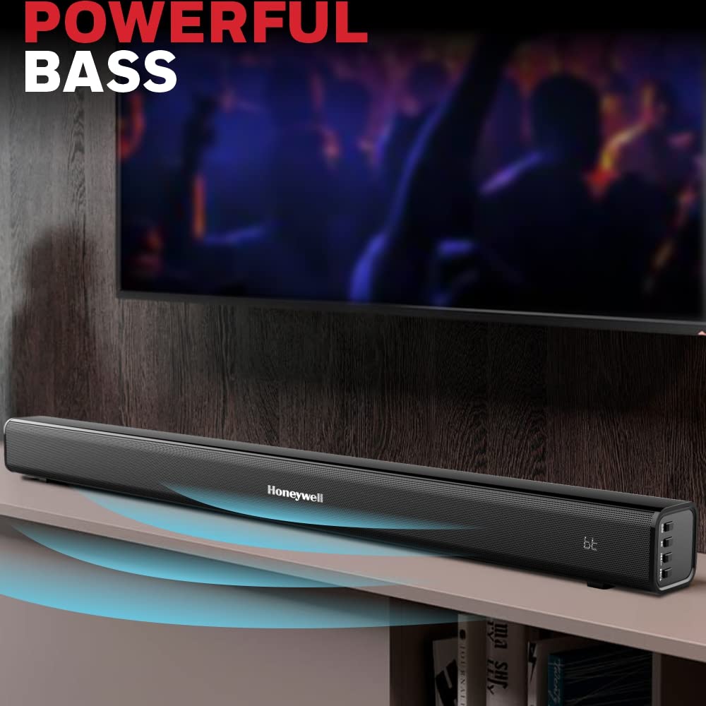 100W RMS Wireless Bluetooth V5.0 Soundbar with Wireless Subwoofer with remote, 2.1 Channel Sound, 55mm*4 Drivers, 6 Play Modes-BT, Audio jack, USB, optical, coaxial & HDMI/ARC