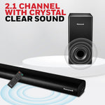 Load image into Gallery viewer, 100W RMS Wireless Bluetooth V5.0 Soundbar with Wireless Subwoofer with remote, 2.1 Channel Sound, 55mm*4 Drivers, 6 Play Modes-BT, Audio jack, USB, optical, coaxial &amp; HDMI/ARC
