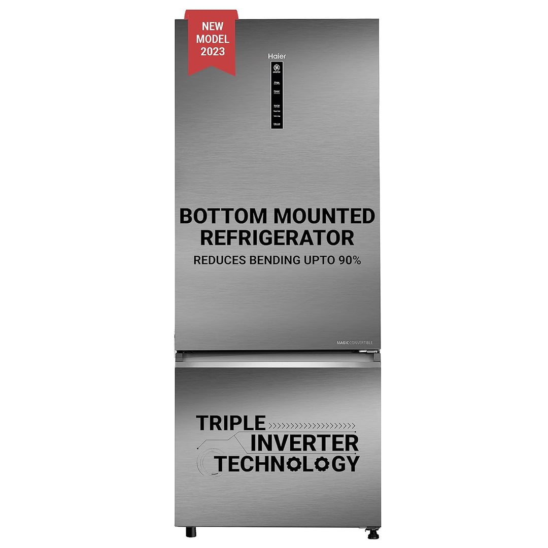 445 L 2 Star Frost Free Double Door Bottom Mount Refrigerator Appliance (2023 Model, HRB-4952BIS-P, Inox Steel,Convertible)