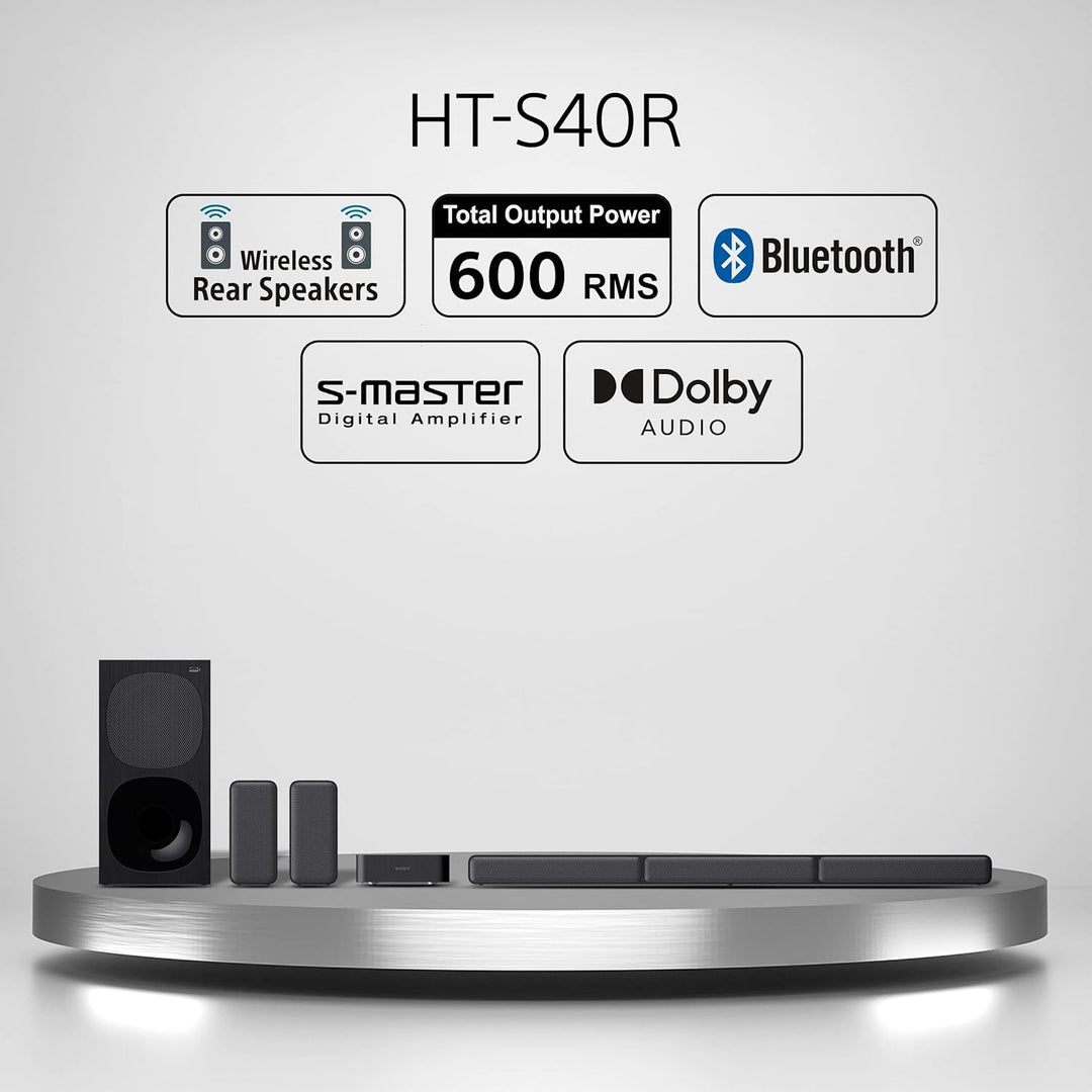 Real 5.1ch Dolby Audio Soundbar for TV with Subwoofer & Wireless Rear Speakers, 5.1ch Home Theatre System (600W, Bluetooth & USB Connectivity, HDMI & Optical Connectivity, Sound Mode)